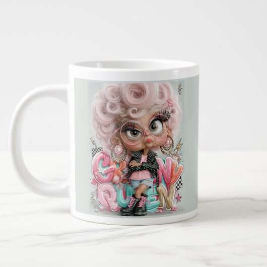 怒れる女王さま ピンクパンク ジャンボコーヒーマグカップ (左)