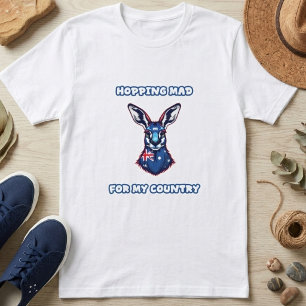 怒れる愛国心的カンガルー オーストラリア精神 Tシャツ