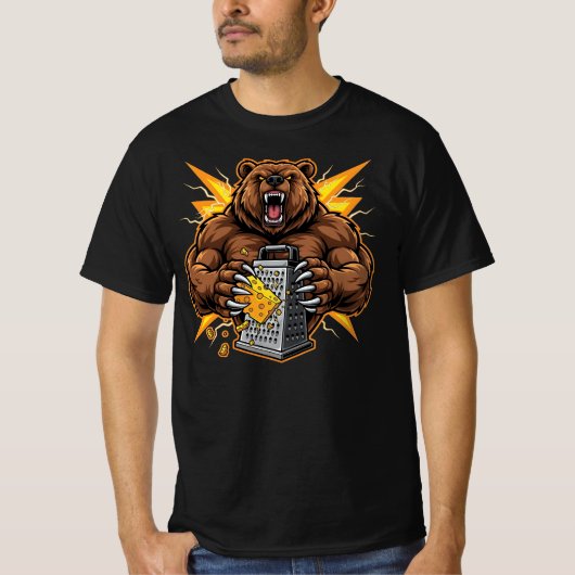 怒れる熊のチーズおろし Tシャツ (正面)