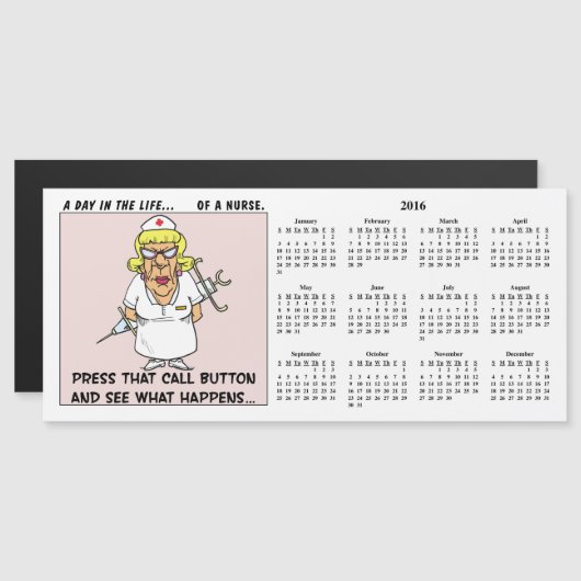 『怒れる看護師が患者を脅す2016カレンダー』 (正面/裏面)