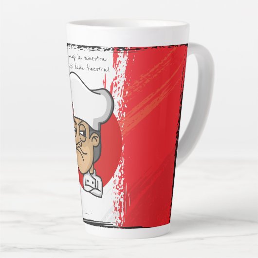 怒イタリアンChefの背の高いコーヒーマグ カフェラテマグ (右アングル)