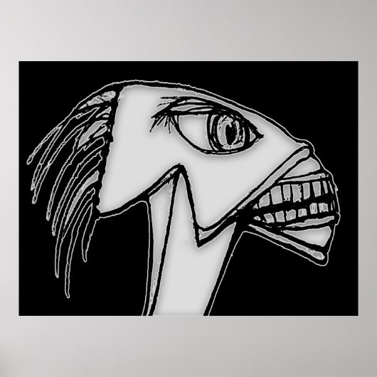 怒エイリアンノワールポートレートスケッチ ポスター (正面)