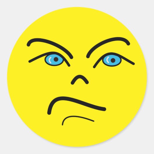 怒クラシック顔丸ステッカー ラウンドシール (正面)