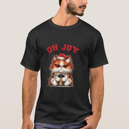 怒クリスマス猫オージョイ Tシャツ (正面)