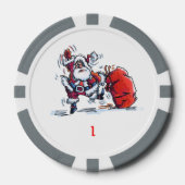 怒サンタグレイ1ストライプのトランプのポーカーチップ ポーカーチップ (正面)