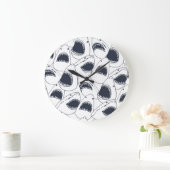 怒シャークヴィンテージのドードルパターン。 ラージ壁時計 (ホーム)