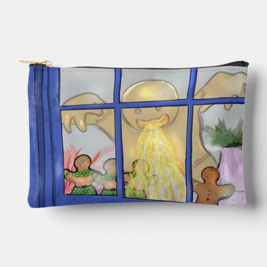 怒ジンジャーブレッドマンジッパーパウチ – ホリデーテレ アクセサリーポーチ (正面)