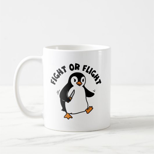 怒ペンギンのミニマリスト白黒 コーヒーマグカップ (左)