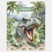 怒ユニークりTレックス毛布の名パーソナライズされた前少年 フリースブランケット (正面)