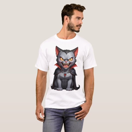 怒ヴァンパイア猫キュイおもしろい怒猫 Tシャツ (正面フル)