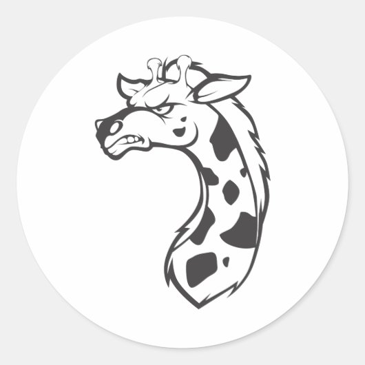 怒不機嫌ワイルドキリン輪郭マンガ ラウンドシール (正面)