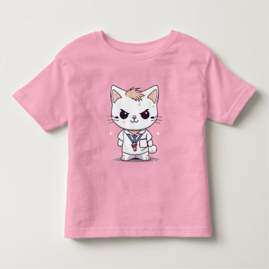 怒可愛い猫デザイン トドラーTシャツ (正面)