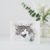 怒子猫 |抽象芸術 |水彩 ポストカード (スタンド正面)