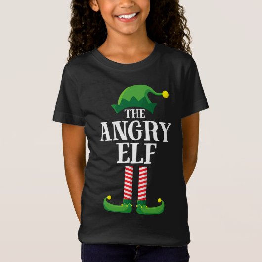 怒小妖精や小人マッチングファミリークリスマスパーティー Tシャツ (正面)