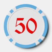 怒小妖精や小人ライトブルー50ストライプのトランプのポーカーチップ ポーカーチップ (裏面)