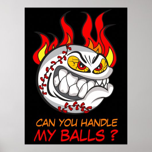 怒引用文付き野球ボールおもしろい ポスター (正面)