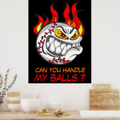 怒引用文付き野球ボールおもしろい ポスター (キッチン)