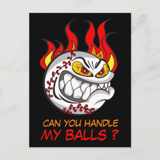怒引用文付き野球ボールおもしろい ポストカード (正面)