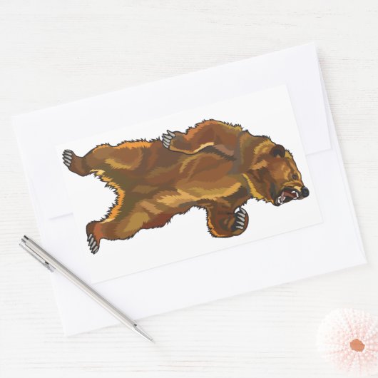 怒熊 長方形シール (封筒)