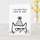 怒猫が誕生日を嫌うおもしろい- Cat Card カード (黄色い花)