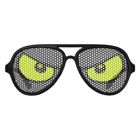 怒目おもしろい、緑のパーティー アビエーターサングラス (正面)