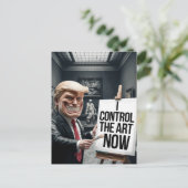 怒美術館のアートをコントロールするトランプ ポストカード (スタンド正面)