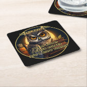 怒読Owl Iの本は、私が知っているコーヒーを飲む スクエアペーパーコースター (アングル)