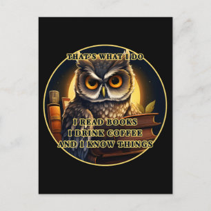 怒読Owl Iの本は、私が知っているコーヒーを飲む ポストカード