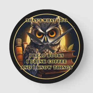 怒読Owl Iの本は、私が知っているコーヒーを飲む ラウンド壁時計