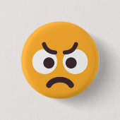 怒顔可愛いおもしろい編集可能カラー絵文字イエロー 缶バッジ (正面)