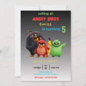 怒鳥ムービー子供の誕生日パーティの招待状 招待状 (正面)
