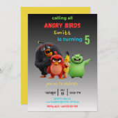 怒鳥ムービー子供の誕生日パーティの招待状 招待状 (正面/裏面)