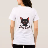 怒黒ミニマル猫 – STAY BACK トライブレンドTシャツ (裏面)