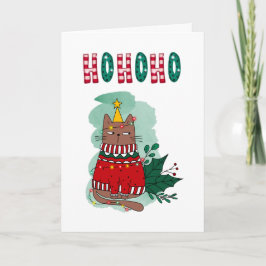 怒Cat In UggyChristmasおもしろい SweaterクリスマスCat シーズンカード