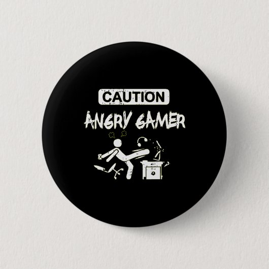 怒Gamer Computer おもしろい Video Game Gift 缶バッジ (正面)