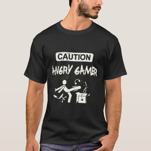 怒Gamer Computer おもしろい Video Game Gift Tシャツ (正面)