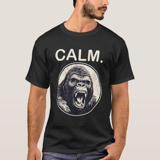 怒Gorilla - Calm Monkey Ape Tシャツ (正面)