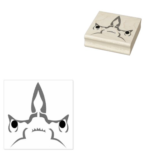 怒Hammerhead Shark Line Art ラバースタンプ (押印)