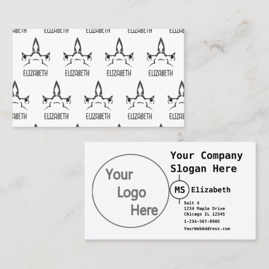 怒Hammerhead Shark Line Art 名刺 (正面/裏面)