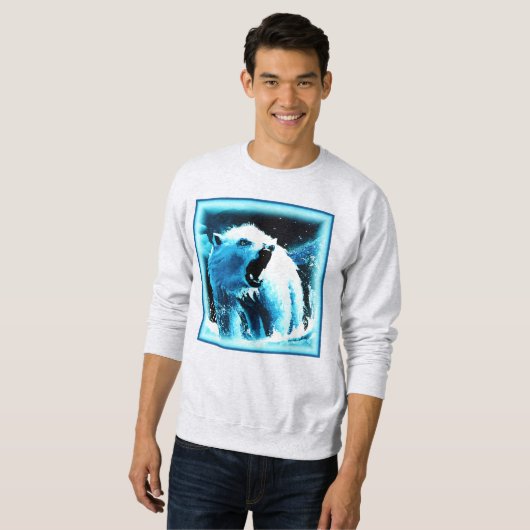 "怒Polar Bear"キュイ絵画ー。買今 スウェットシャツ (正面フル)