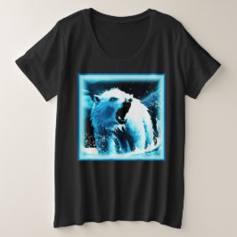 "怒Polar Bear"キュイ絵画ー。買今 プラスサイズTシャツ