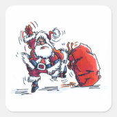 怒Santa小さい四角のステッカー スクエアシール (正面)
