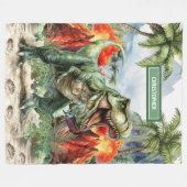 怒Tレックス毛布パーソナライズされた誕生日ギフトボーイ フリースブランケット (正面(横))