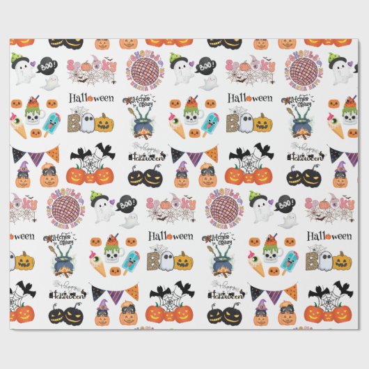 怖いおもしろいと不気味ハロウィン ラッピングペーパー (フラット)