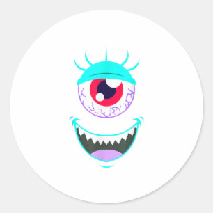 怖いおもしろいモンスターアイボール顔ハロウィン ラウンドシール
