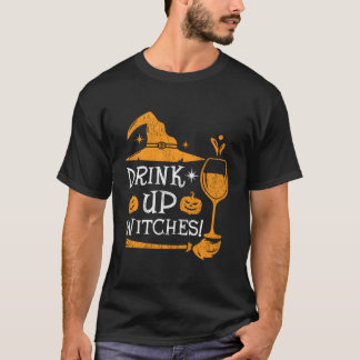 怖いおもしろいワイン愛好家ウィッチハロウィーンを飲む Tシャツ