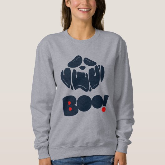 怖いおもしろい顔ハロウィーン幽霊スウェットシャツ スウェットシャツ (正面)