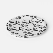 怖いおもしろい黒いスカルとこうもり ペーパープレート (アングル)