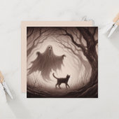 怖いお化けと猫のハロウィンイラスト カード (正面/裏面インサイチュ)