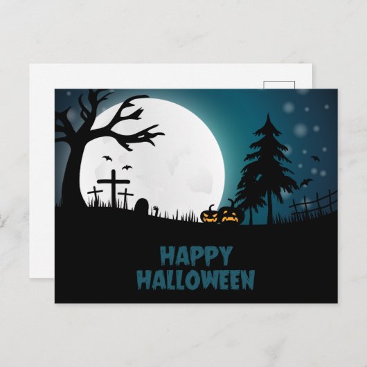 怖いお化け屋敷ハロウィンパーティーの招待状 インビテーションポストカード (正面/裏面)